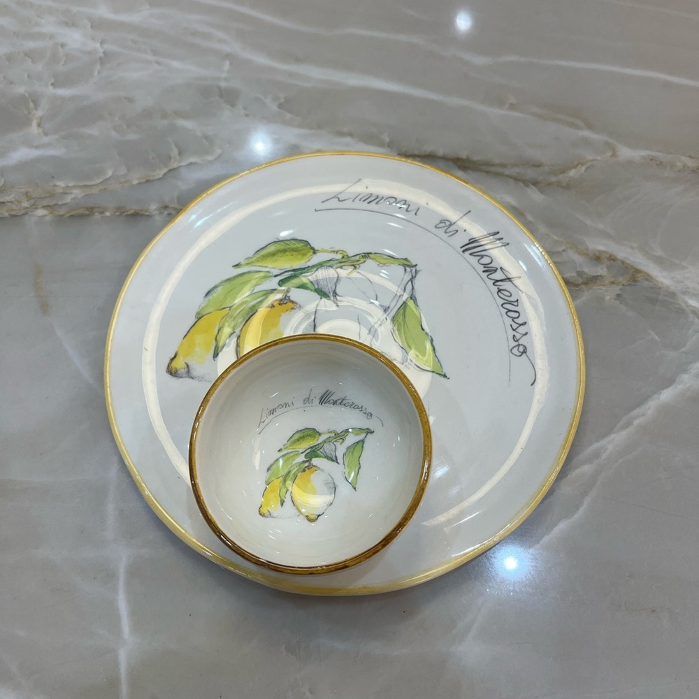 Limoni Oil and Vinegar plate and bowl handmade in Italy